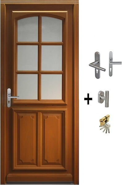 GD MENUISERIES - Porte d'entrée Bois Vitrée Marine, H200 x L80 cm Côte Tableau p.Droit (Poignée, Barillet ref IN158RPL2 - IN303NEW) - large