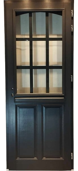 GD MENUISERIES - Porte d'entrée Bois Vitrée Alexa Gris Anthr., H215 x L90 cm Côte Tableau p.Gauche (Poignée, Barillet ref N158RPL -IN158RCI) - large