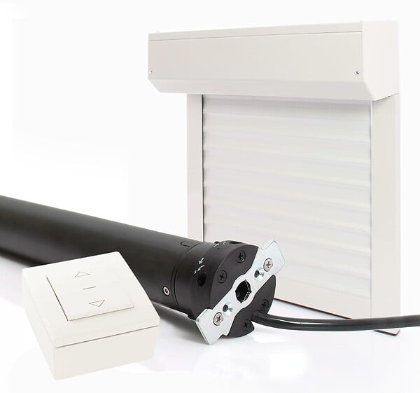 AVOSDIM - Volet roulant electrique filaire Alu Blanc - L120 x H120 cm - Motorise avec commande murale - Recoupable - large