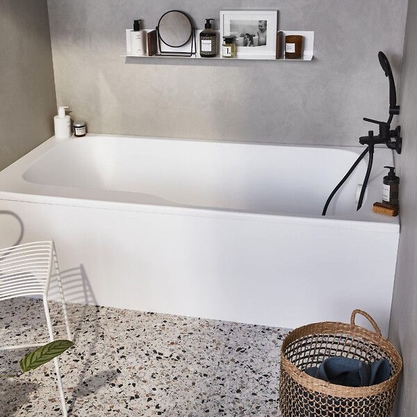 JACOB DELAFON - Tablier frontal baignoire rectangulaire + pare bain, blanc brillant Installation en niche - large