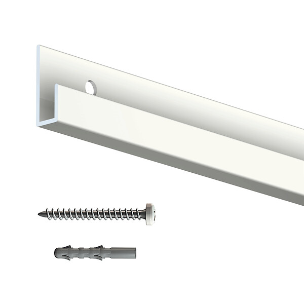 ARTITEQ - Cimaise Box PREMIUM Classic Rail + Tige 4 mm - 200 cm - Kit tout en un Blanc laqué - large