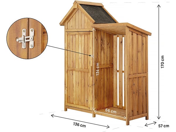 HABITAT ET JARDIN - Armoire de jardin en bois avec range-bûches "Noé" - 136 x 57 x 170 cm - Marron - large