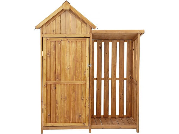 HABITAT ET JARDIN - Armoire de jardin en bois avec range-bûches "Noé" - 136 x 57 x 170 cm - Marron - large