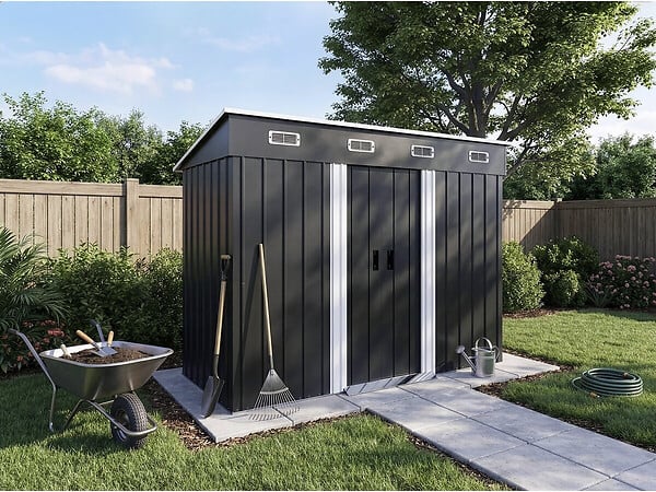 HABITAT ET JARDIN - Abri de jardin métal monopente "Denver" - 3,32 m² - Gris - large