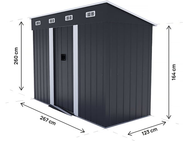 HABITAT ET JARDIN - Abri de jardin métal monopente "Denver" - 3,32 m² - Gris - large