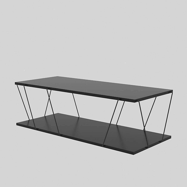 HABITAT ET JARDIN - Table basse en bois "Zisino" - 120 x 50 x 30 cm - Gris anthracite - large