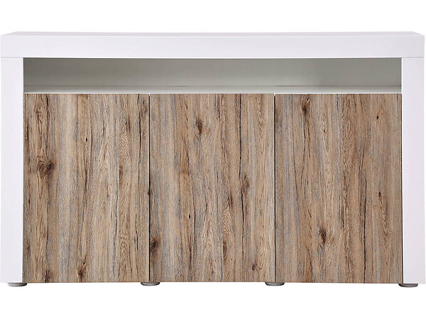 HABITAT ET JARDIN - Buffet LED "Bogota" - 155 x 40 x 92 cm - Chêne / Blanc laqué - large