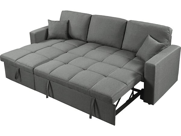 HABITAT ET JARDIN - Canapé d'angle convertible/réversible style bubble "Alain" - 3 places - Gris - large