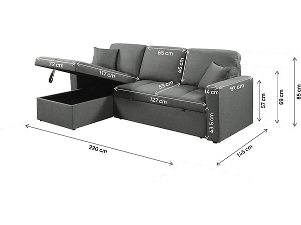 HABITAT ET JARDIN - Canapé d'angle convertible/réversible style bubble "Alain" - 3 places - Gris - large