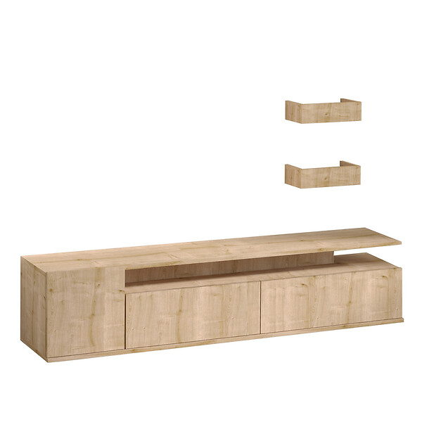 HABITAT ET JARDIN - Meuble TV en bois "Alika" - 180 x 35 x 45 cm - Chêne - large