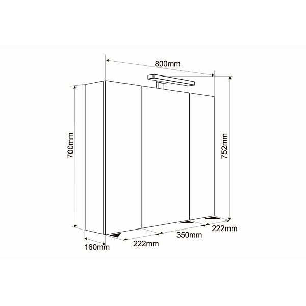 ALLIBERT - Armoire miroir de toilette éclairante 80 cm  Juno 3 portes - large