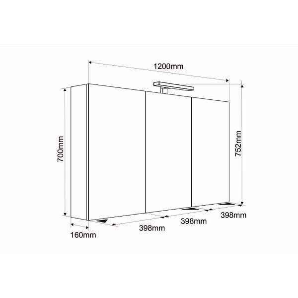 ALLIBERT - Armoire miroir de toilette éclairante 120 cm Juno 3 portes tryptique - large