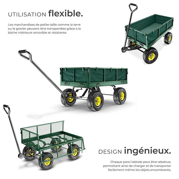 TECTAKE - Chariot de jardin 350 kg vert - large