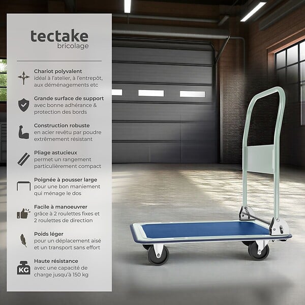 TECTAKE - Chariot de transport 150 kg blanc - large