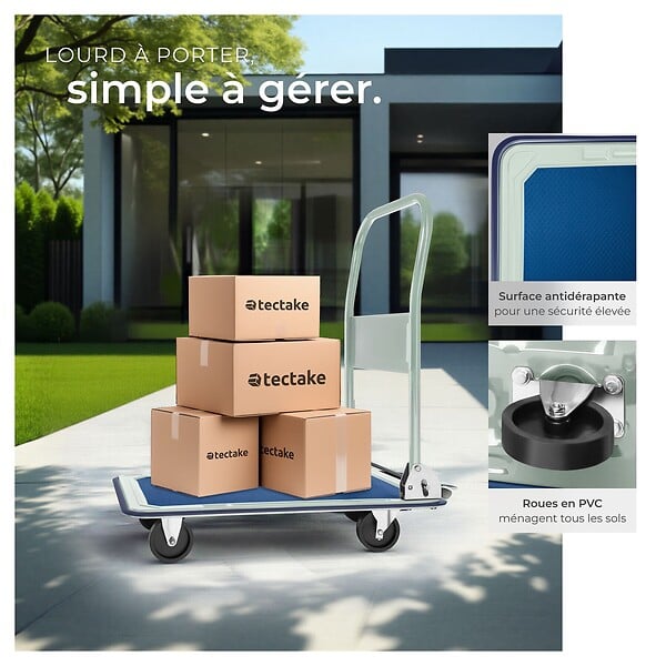 TECTAKE - Chariot de transport 150 kg blanc - large