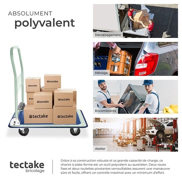 TECTAKE - Chariot de transport 150 kg blanc - large