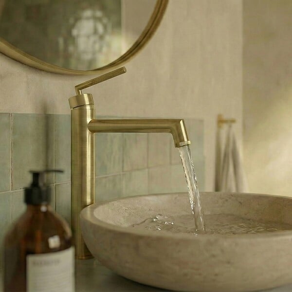ESSEBAGNO - Portofino mitigeur lavabo haut or brossé - large