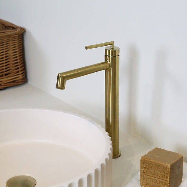 ESSEBAGNO - Portofino mitigeur lavabo haut or brossé - large