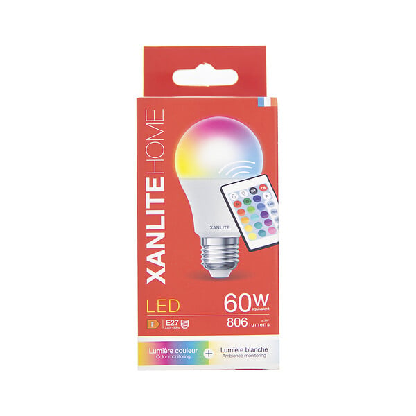 XANLITE - Ampoule LED A60 E27 - Blanc + RVB - 10W - large