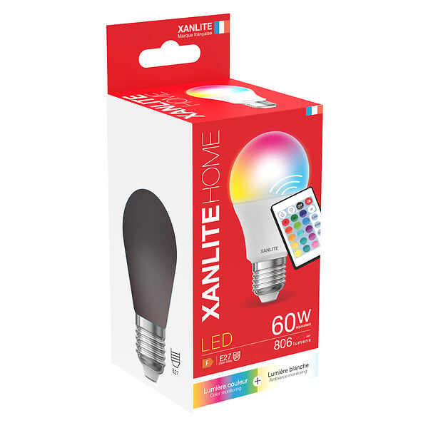XANLITE - Ampoule LED A60 E27 - Blanc + RVB - 10W - large