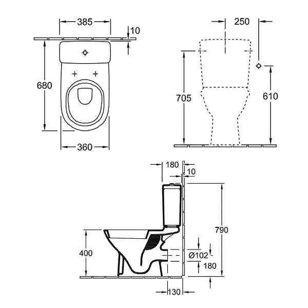 VILLEROY ET BOCH - WC à poser  O.novo avec abattant frein de chute déclipsable + nettoyant Briochin - large