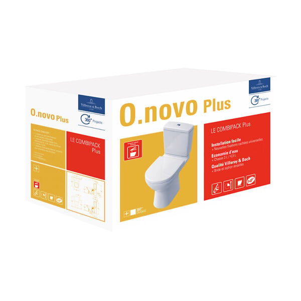 VILLEROY ET BOCH - WC à poser  O.novo avec abattant frein de chute déclipsable + nettoyant Briochin - large