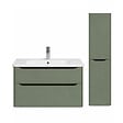 VITRA - Meuble vasque suspendu VitrA Sento Round 120cm Vert mat + Colonne version droite - vignette