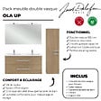 JACOB DELAFON - Pack meuble double vasque 120 cm Ola Up chêne + colonne + miroir + spot - vignette