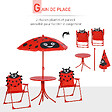 OUTSUNNY - Ensemble salon de jardin enfant 4 pcs design coccinelle - table ronde + 2 chaises pliables + parasol - métal époxy oxford rouge - vignette