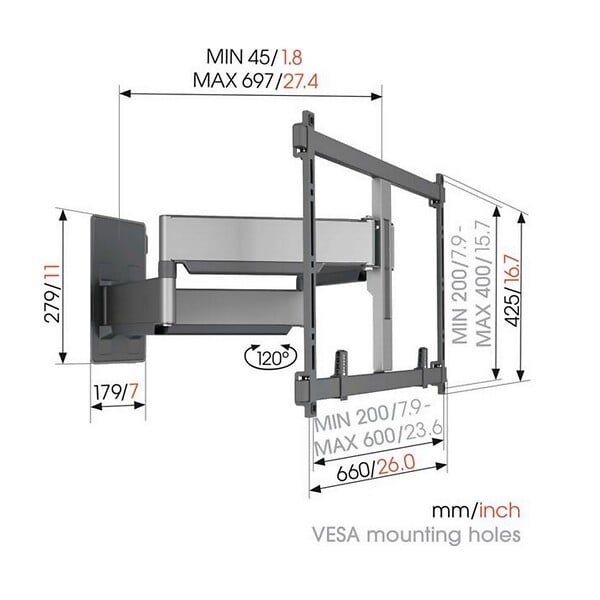 VOGELS - support mural inclinable/orientable pour écran 55 à 100" - TVM5855 - large