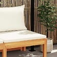 VIDAXL - vidaXL Banc de jardin avec table et coussins Blanc crème Teck solide - vignette