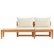 VIDAXL - vidaXL Banc de jardin avec table et coussins Blanc crème Teck solide - vignette