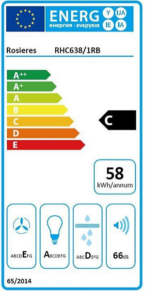 ROSIERES - Hotte Visière 60cm 348m3/h Blanc - RHC638/1RB - large