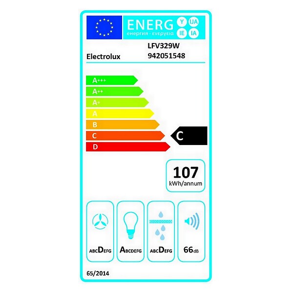 ELECTROLUX - Hotte Décorative Murale 90cm 600m3/h Blanc Et Verre - LFV329W - large
