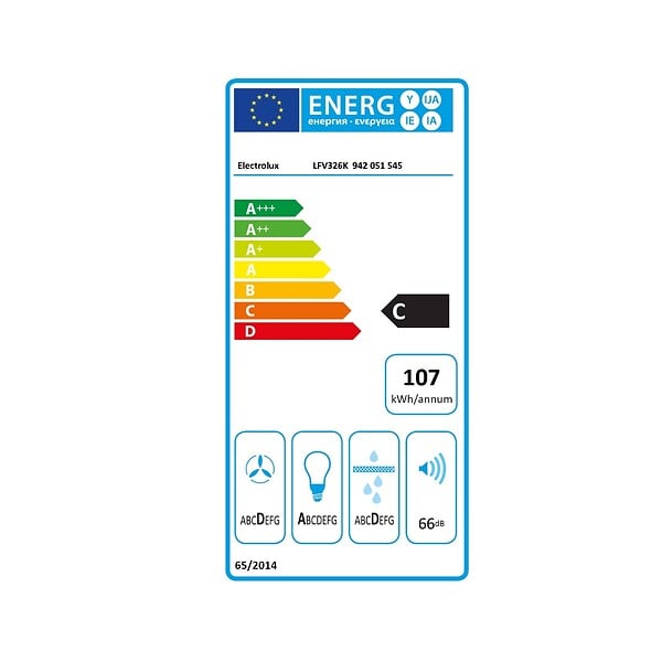 ELECTROLUX - Hotte Décorative Murale 60cm 600m3/h Noir - LFV326K - large