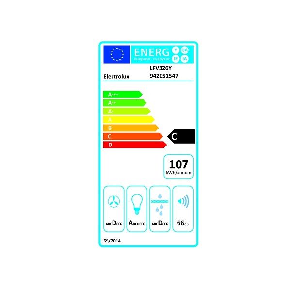 ELECTROLUX - Hotte Décorative Murale 60cm 600m3/h Noir - LFV326Y - large