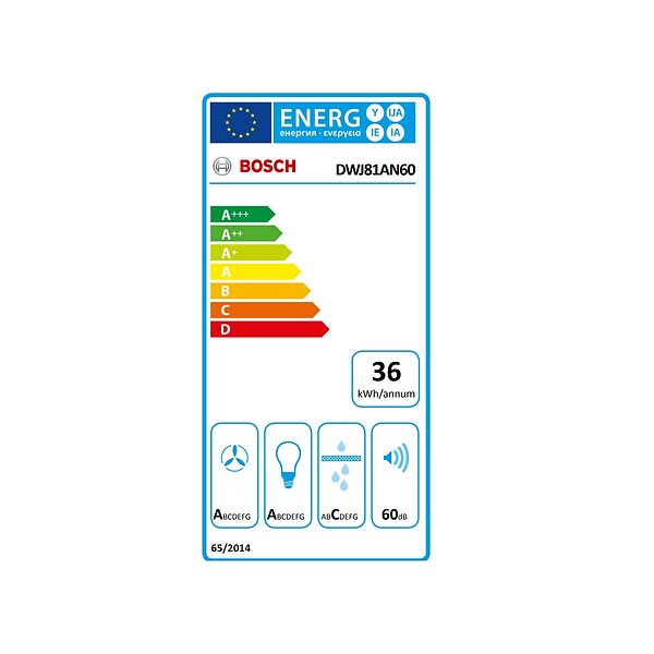 BOSCH - Hotte Décorative Inclinée 80cm 438m3/h Noir - DWJ81AN60 - large