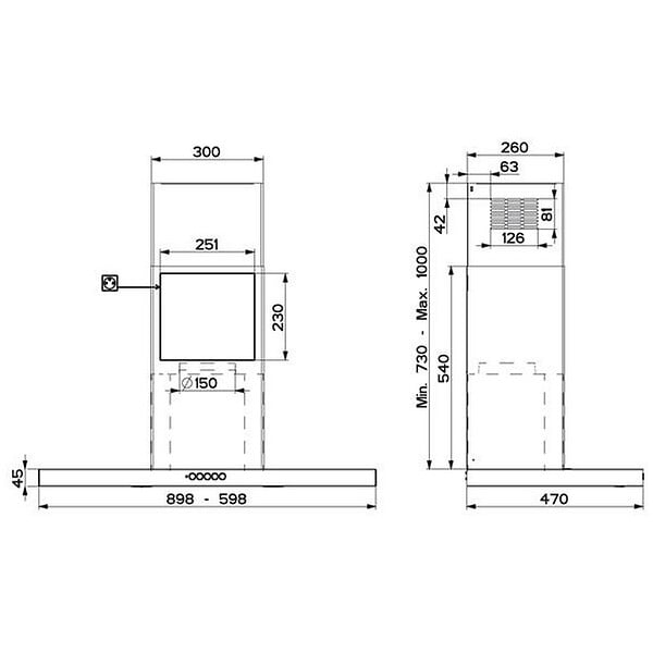 ROBLIN - Hotte Décorative 90cm 66db 700m3/h Inox - 6850896 - large