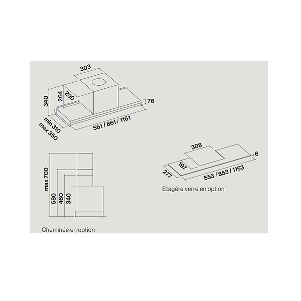 FALMEC - Hotte Décorative Murale 90cm 65db 480m3/h Inox - VIRGOLA3431 - large