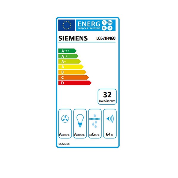 SIEMENS - Hotte Décorative Inclinée 60cm 427m3/h Noir - LC67JFN60 - large