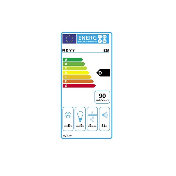 NOVY - hotte décorative murale 90cm 700 m3/h inox - 829 - large