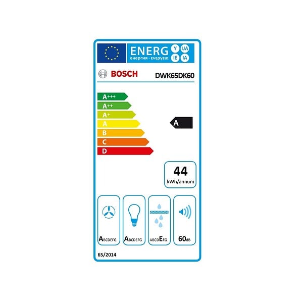BOSCH - hotte décorative inclinée 60cm 550m3/h noir - DWK65DK60 - large