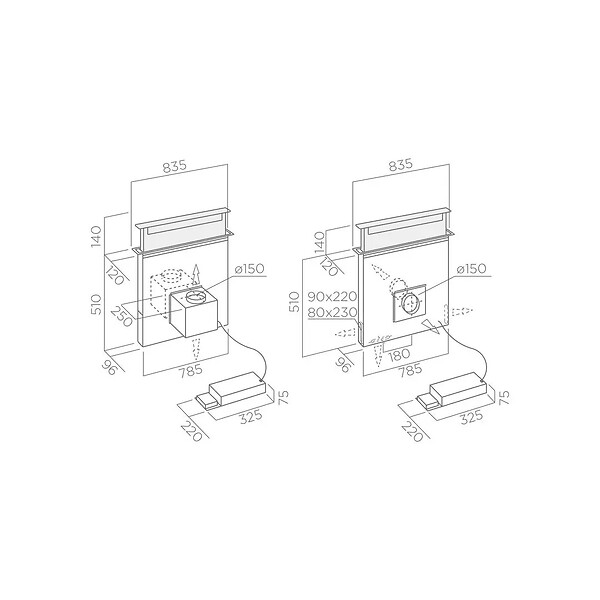 ELICA - hotte plan de travail 90cm 59db 495m3/h - PRF0120980 - large
