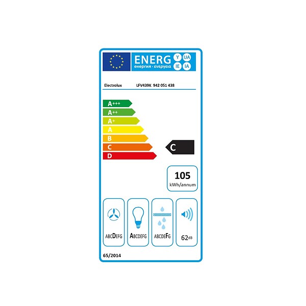ELECTROLUX - hotte décorative inclinée 90cm 615m3/h noir - LFV439K - large