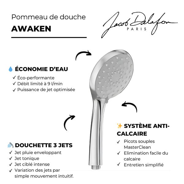 JACOB DELAFON - Douchette 3 jets Awaken organic - large