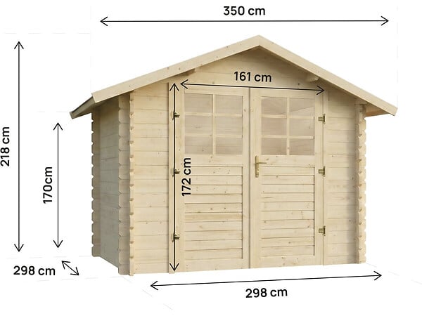 HABITAT ET JARDIN - Abri de jardin en bois "Beaufort" - 10.53 m² - 349 x 301 cm - 28 mm - large