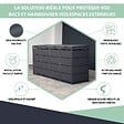 ATOLE - Cache poubelle extérieur quadruple en acier galvanisé - Abri poubelle pour 4 conteneurs 240 Litres - Anthracite RAL7016 - vignette