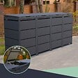 ATOLE - Cache poubelle extérieur quadruple en acier galvanisé - Abri poubelle pour 4 conteneurs 240 Litres - Anthracite RAL7016 - vignette