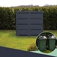 ATOLE - Cache poubelle extérieur double en acier galvanisé - Abri poubelle pour 2 conteneurs 120 Litres – Gris Anthracite RAL7016 - vignette