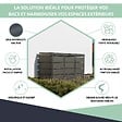ATOLE - Cache poubelle extérieur triple en acier galvanisé - Abri poubelle pour 3 conteneurs 120 Litres - Anthracite RAL7016 - vignette
